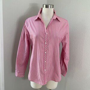 Foxcroft Womens 10 Wrinkle Free Shaped Fit Button Up Shirt Long Sleeve Blouse